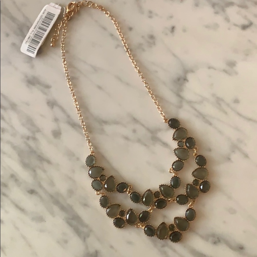 Green jewel statement necklace
